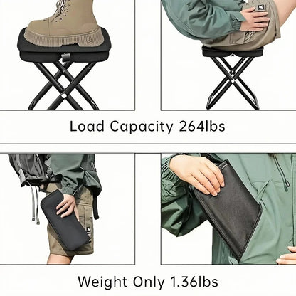 Foldable Camping Stool with Zipper Storage - 2pcs