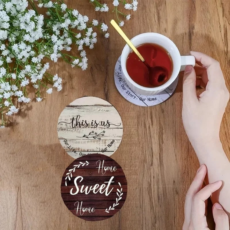 Rustic Quote Coaster Set Wooden  – 6pcs