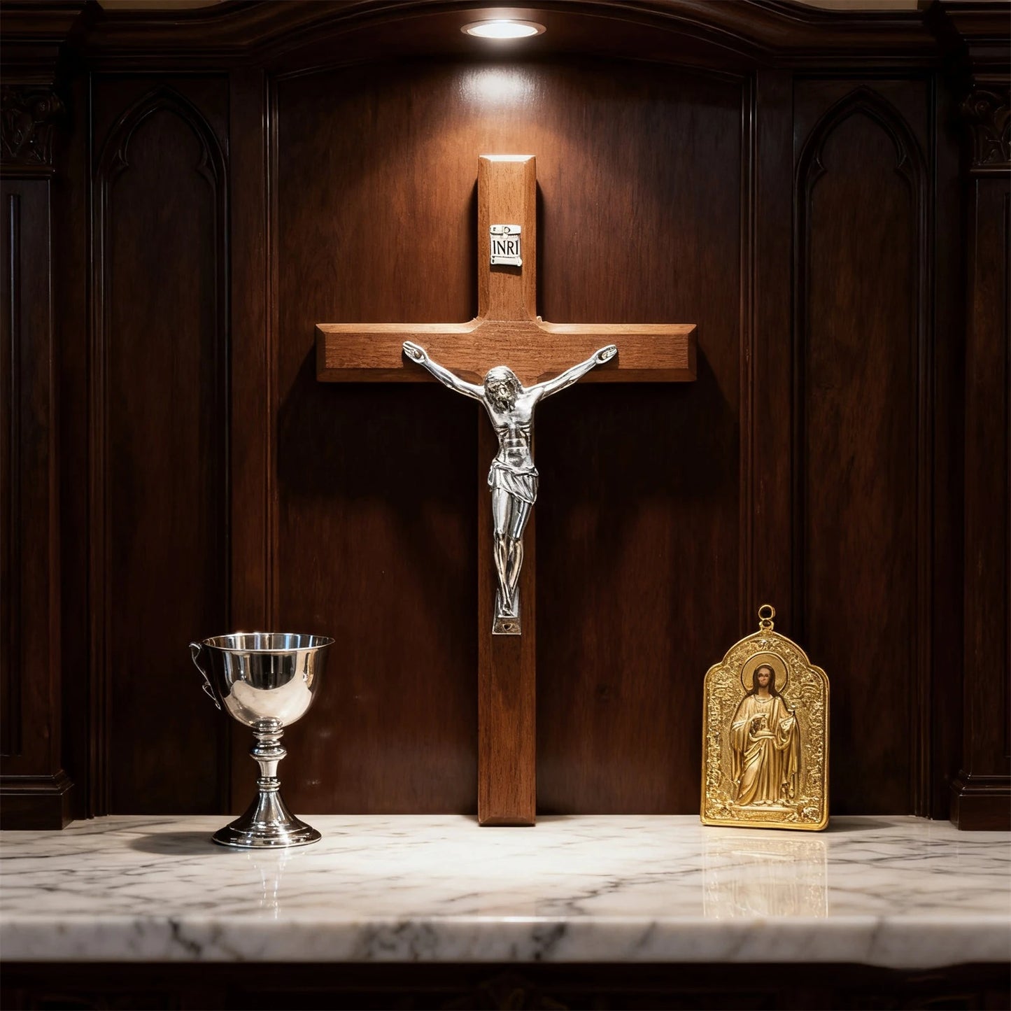 Hand-Carved Wooden Wall Cross with Jesus