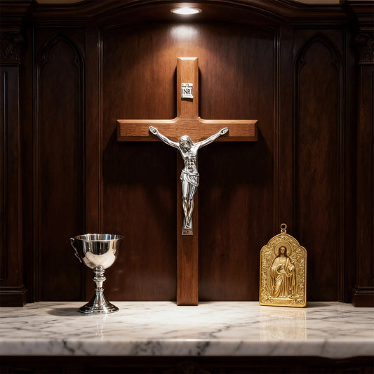 Hand-Carved Wooden Wall Cross with Jesus