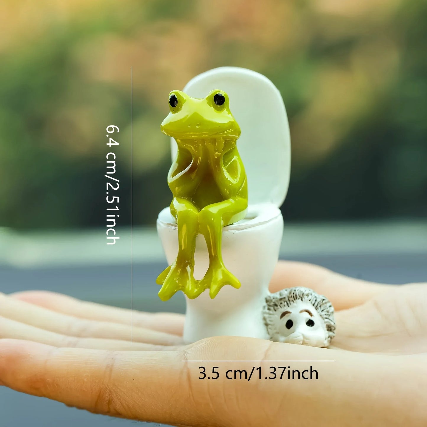 Frog on Toilet with Hedgehog