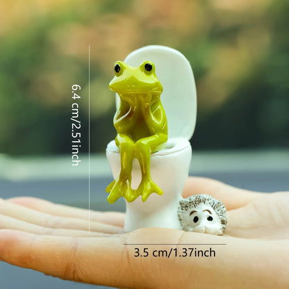 Frog on Toilet with Hedgehog