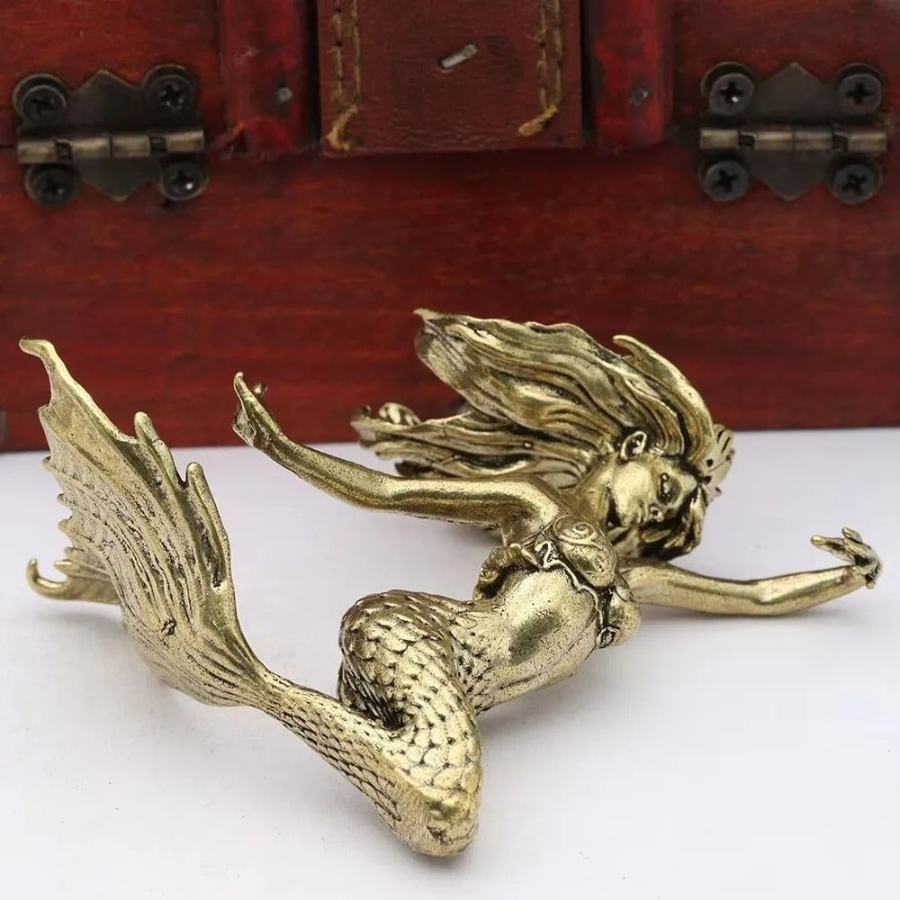 Elegant Brass Mermaid Sculpture