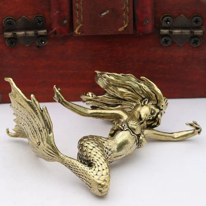 Elegant Brass Mermaid Sculpture