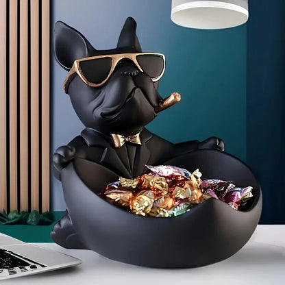 Cool Bulldog Storage Statue with Sunglasses