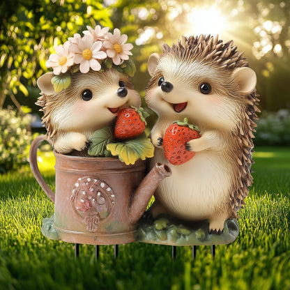 Cute Strawberry Hedgehog Garden Stake – 2D Flat Acrylic Decoration