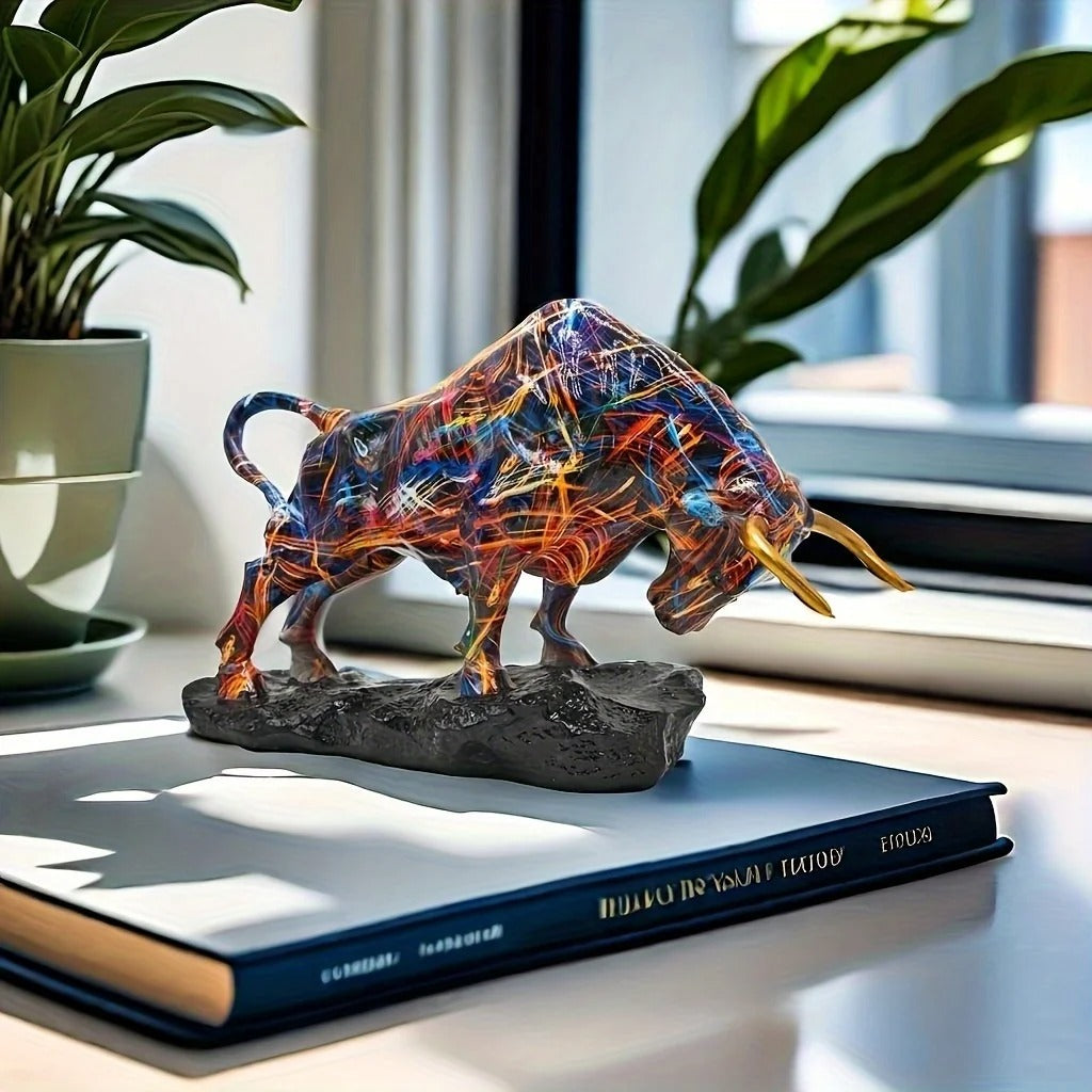 Bull Statue – Modern Colorful Resin Bull Sculpture for Home