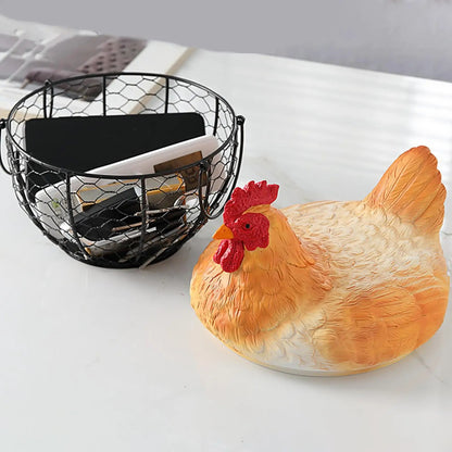 Cute Chicken Egg Basket with Hen Lid