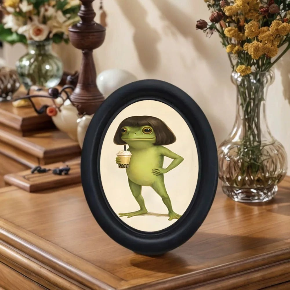 Funny Bubble Tea Frog Wall Decor