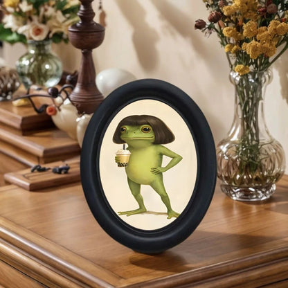 Funny Bubble Tea Frog Wall Decor