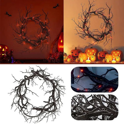LED Black Branch Wreath