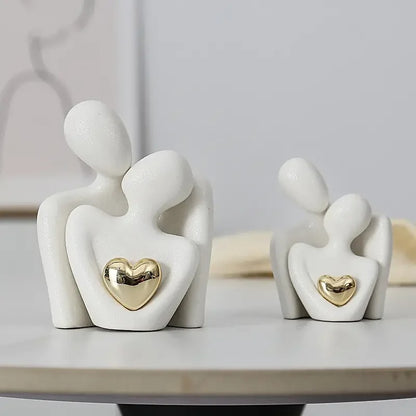 Romantic Couple Figurines – Ceramic Love Embrace Set (2pcs)