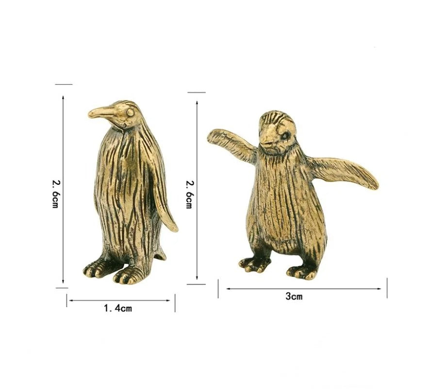 Funny Brass Standing Penguin Figurine - 2Pcs
