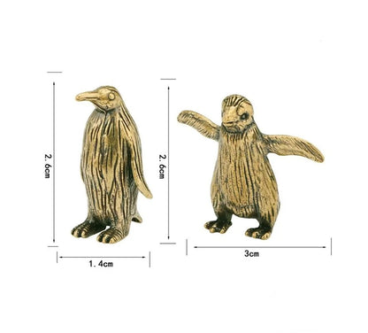 Funny Brass Standing Penguin Figurine - 2Pcs