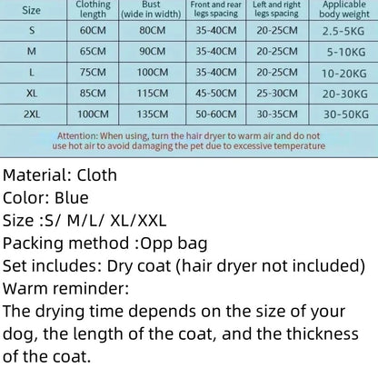 Dog Drying Bag
