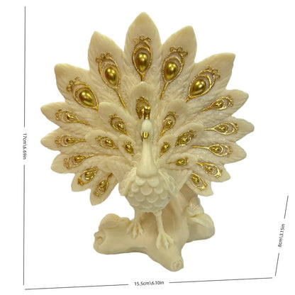 White & Gold Peacock Figurine