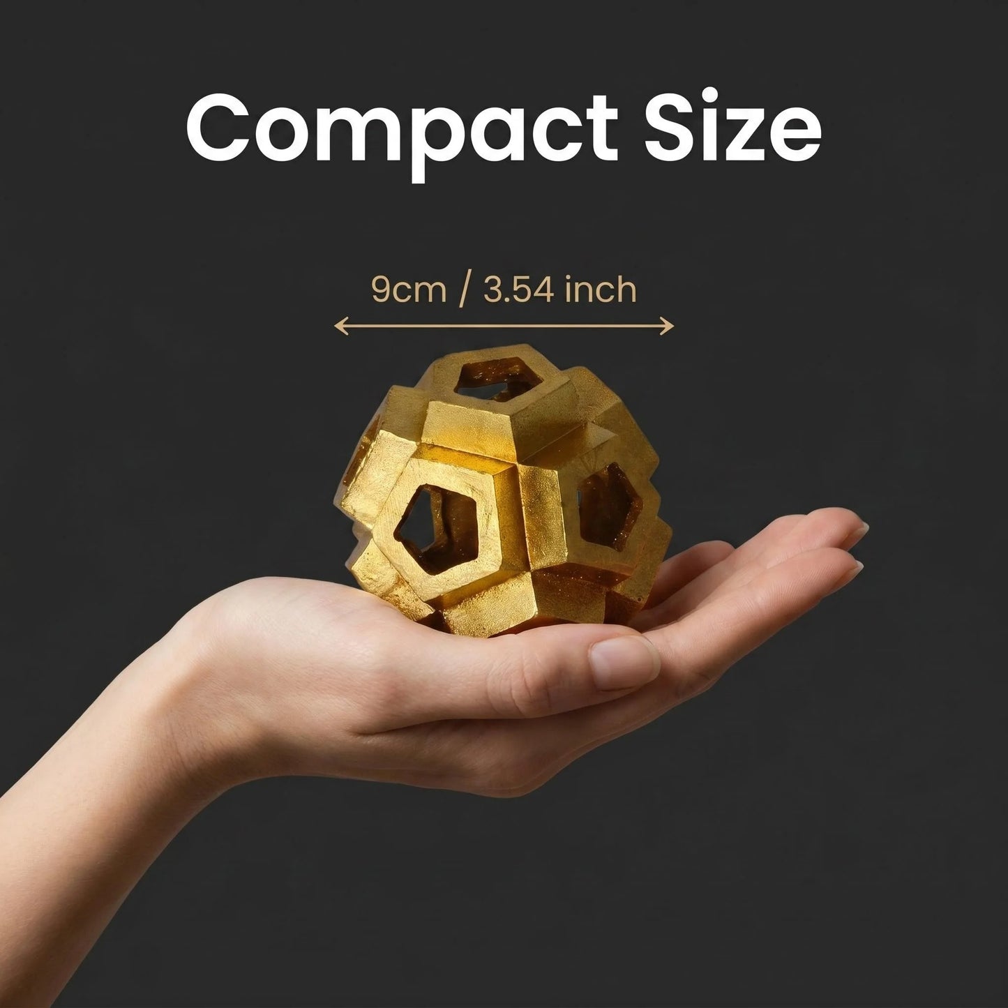 Gold Geometric Orb Sculpture
