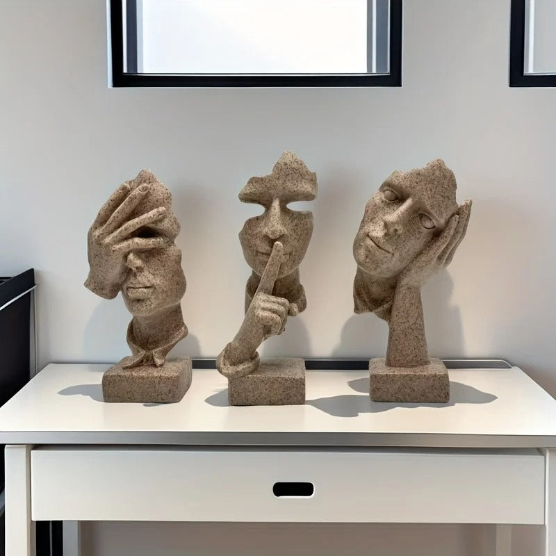 3-Piece Abstract Thinker Sculpture Set