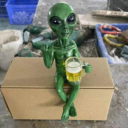 Funny Alien Statue with Beer Mug