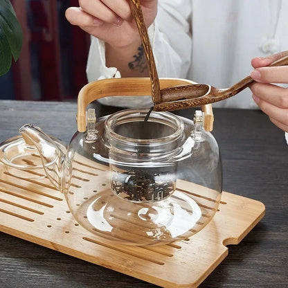 1000ml Glass Teapot with Wood Handle