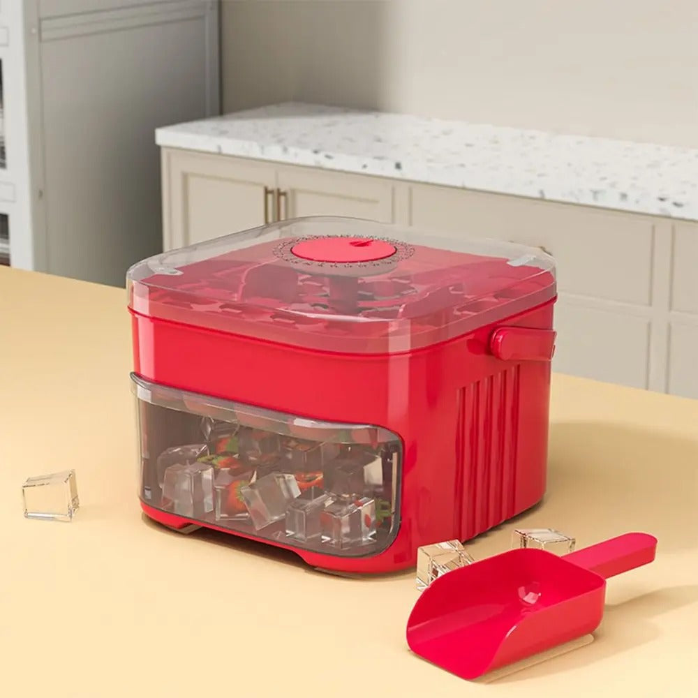 Easy Press Ice Cube Maker with Storage Box