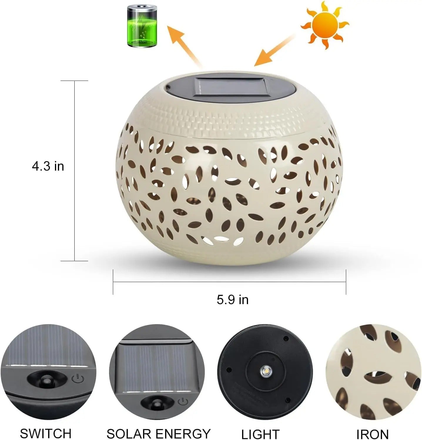 Outdoor Solar Powered Metal Lantern
