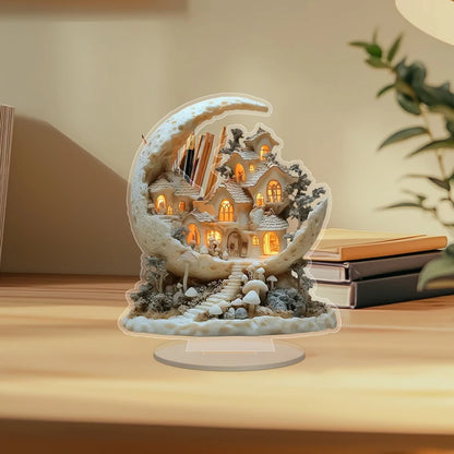 Moon Snow House with Base Acrylic Decoration