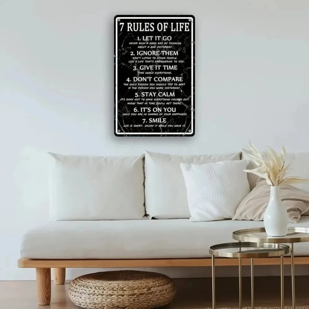7 Rules of Life Metal Wall Sign