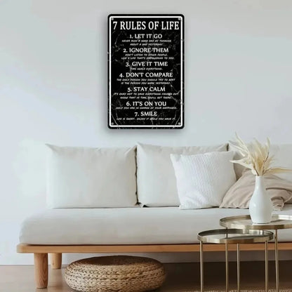 7 Rules of Life Metal Wall Sign