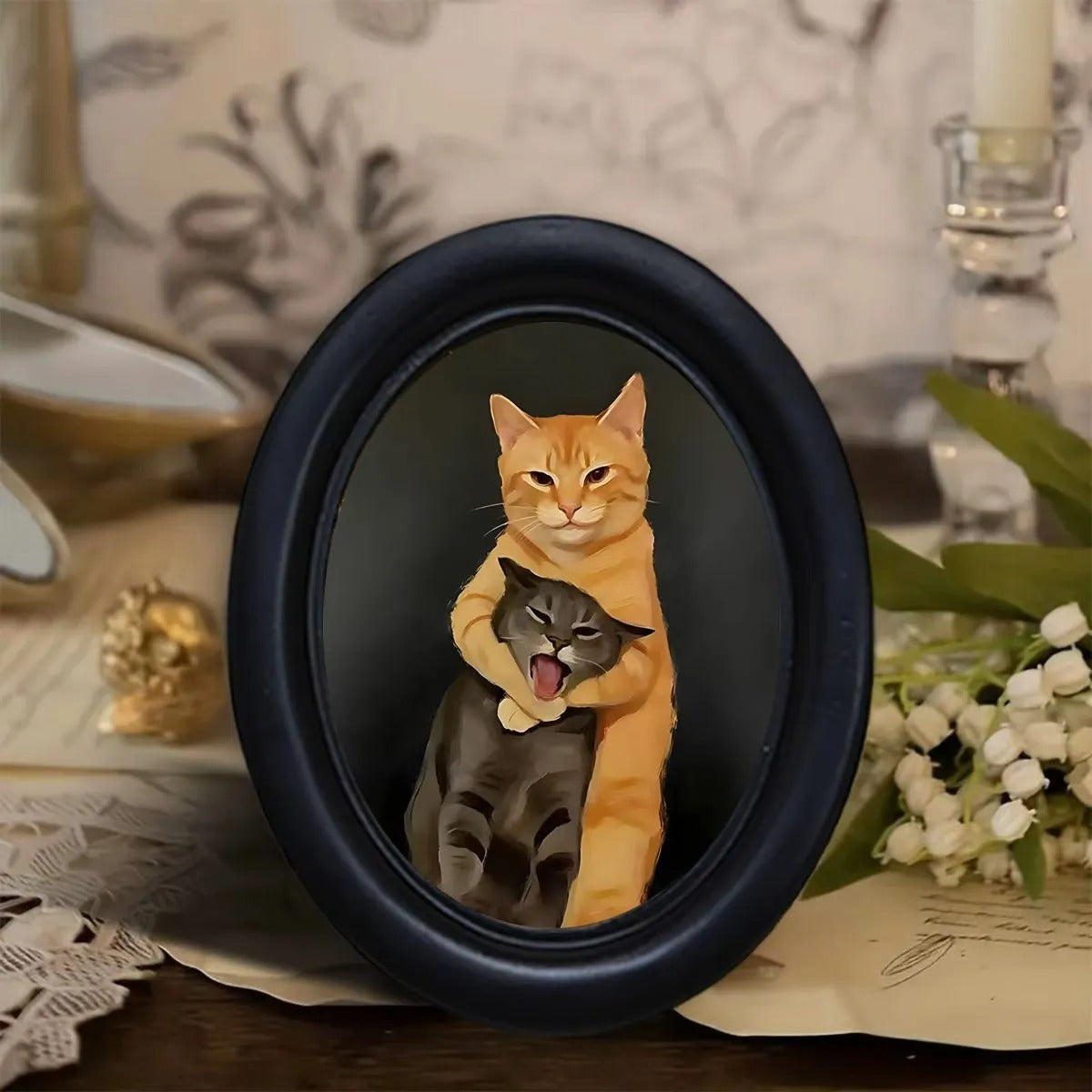 Funny Fighting Cat Desk Decor