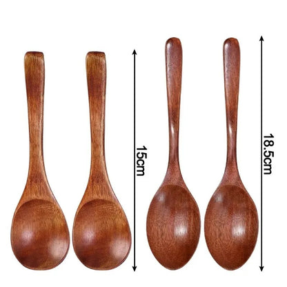 Long Wooden Spoons – 10pcs Set for Soup & Stirring