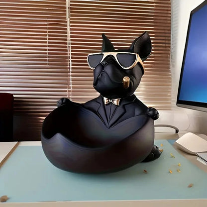 Cool Bulldog Storage Statue with Sunglasses