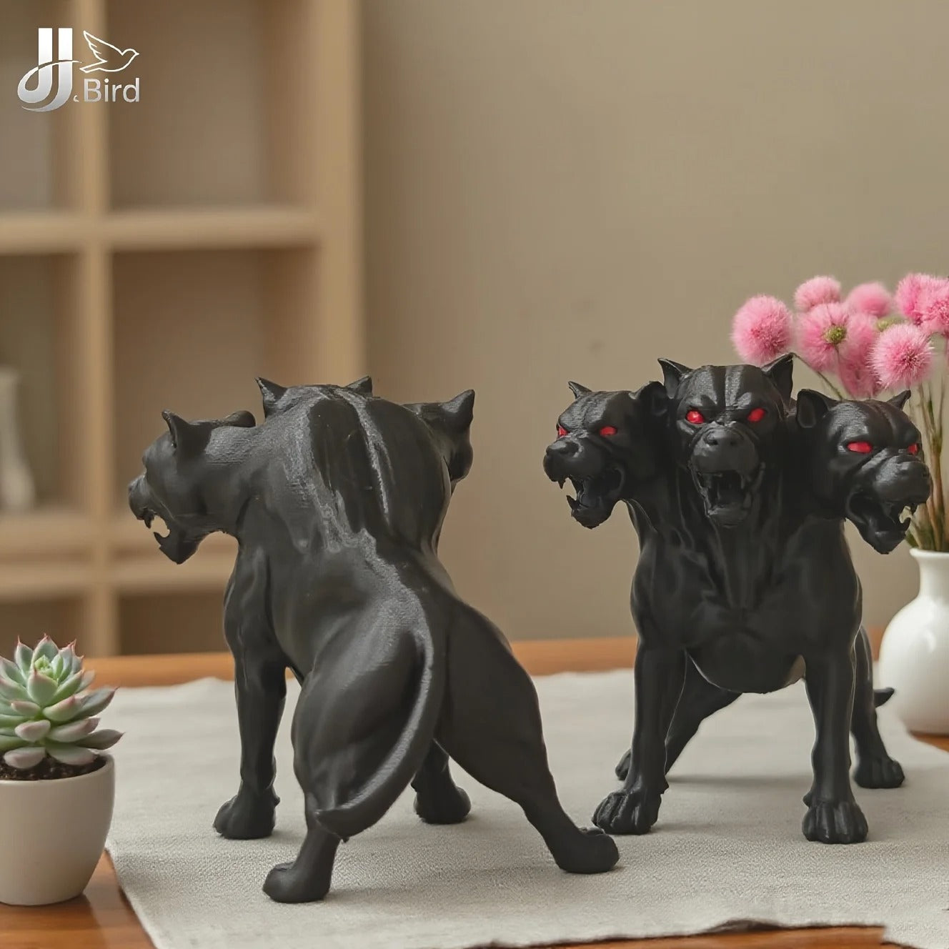 Gothic Three-Headed Dog Statue