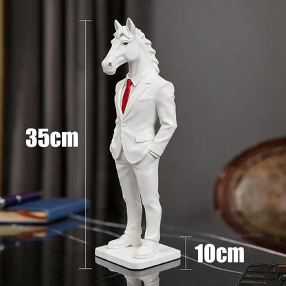 Elegant Horse Statue with Suit