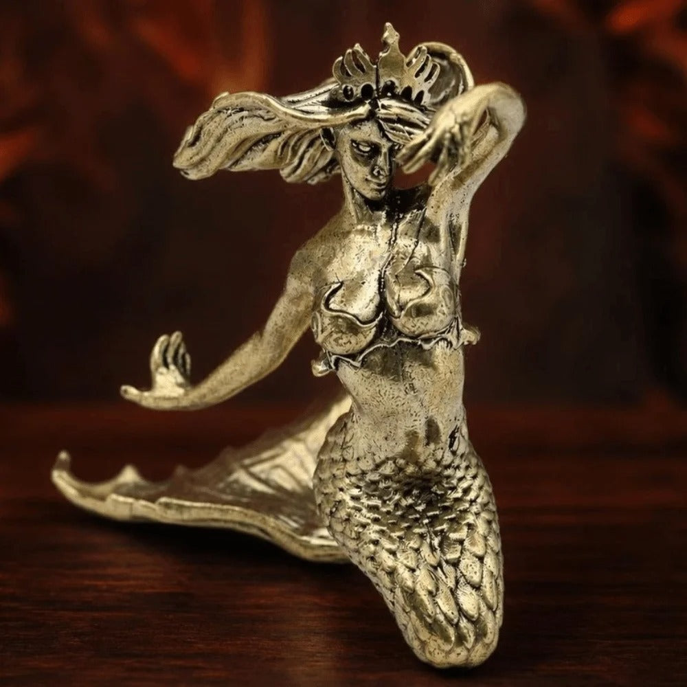 Elegant Brass Mermaid Sculpture