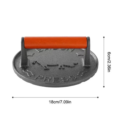 Cast Iron Flat Meat & Food Press – Heavy-Duty Masher