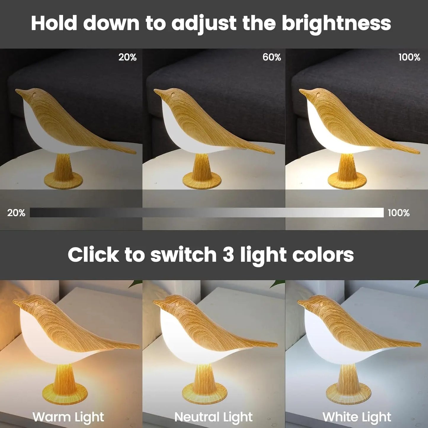 Cordless Bird LED Desk Lamp