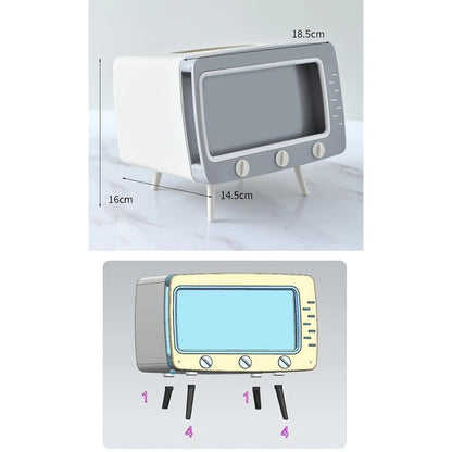 Retro TV Tissue Box with Phone Holder