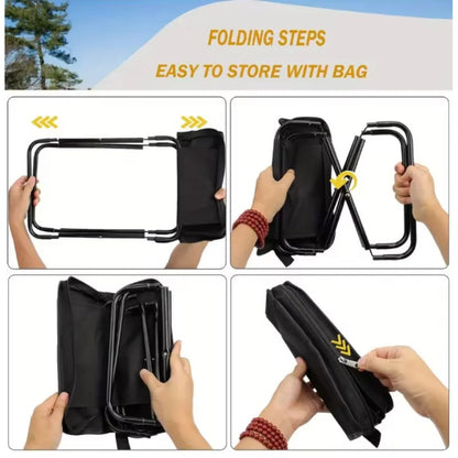 Foldable Camping Stool with Zipper Storage - 2pcs