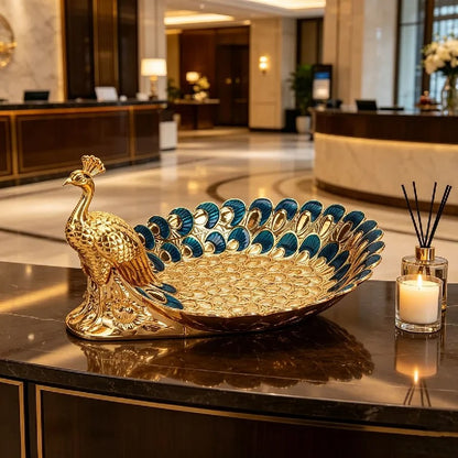 Luxury Golden Peacock Decorative Tray