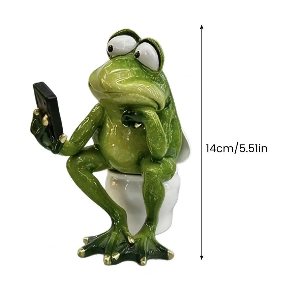 Frog on Toilet with Phone