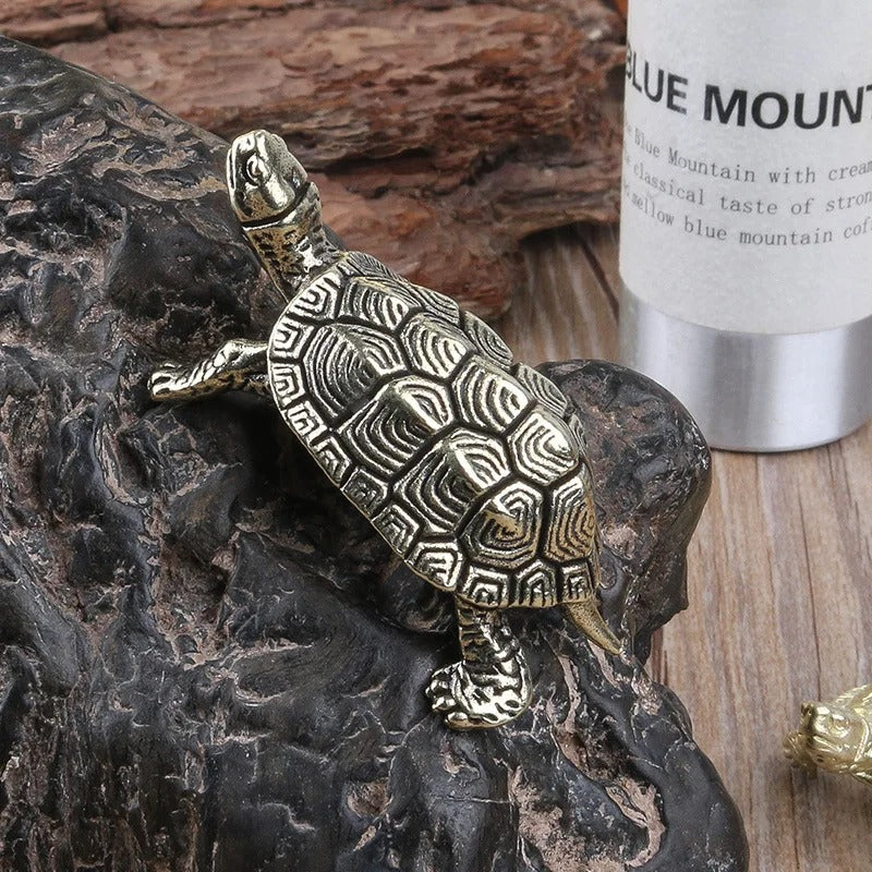 Vintage Brass Turtle Figurine Set - 2pcs