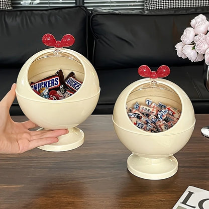 Cute Round Candy Storage Box with Transparent Lid