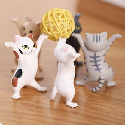 Dancing Cat Figurine Set – 5 Adorable Posing Cat Models for Desk