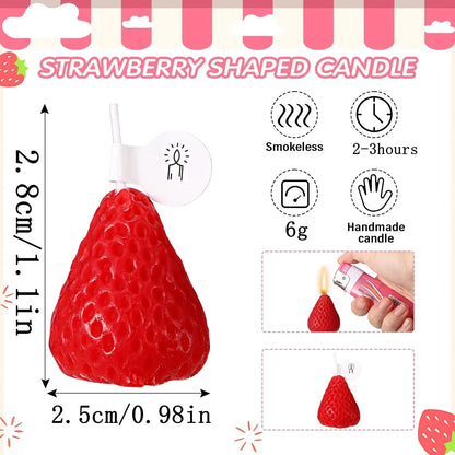 Handmade Strawberry Shaped Scented Candles - 4pcs