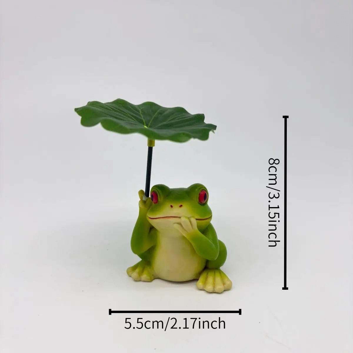 Whimsical Frog with Lotus Leaf Umbrella Resin Statue