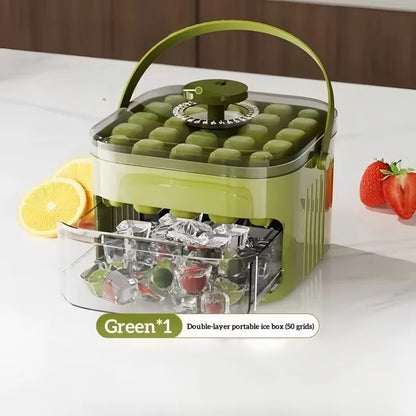 Easy Press Ice Cube Maker with Storage Box