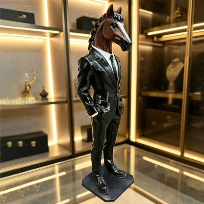 Elegant Horse Statue with Suit