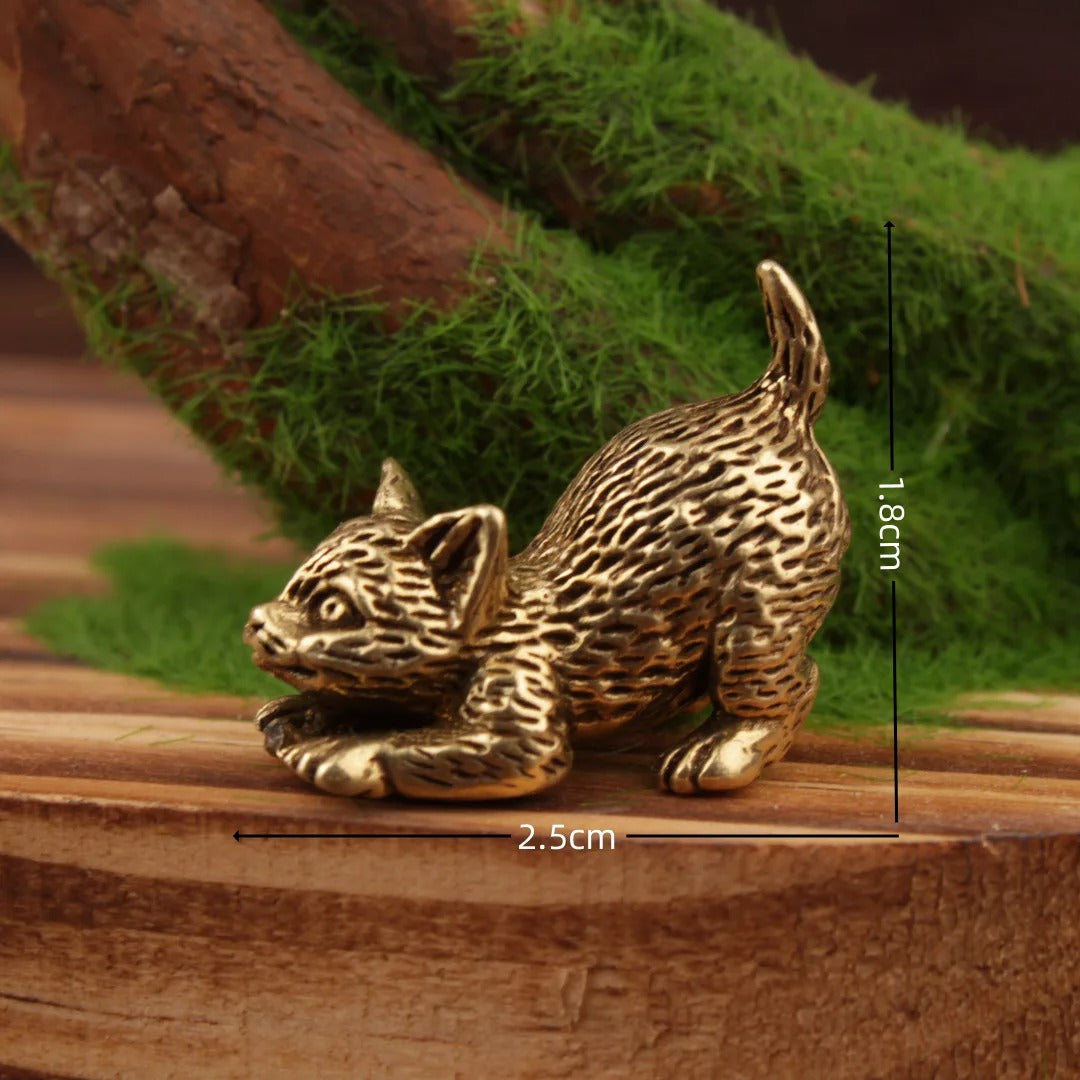 Brass Cat Figurines – Vintage Kitten Mini Statues