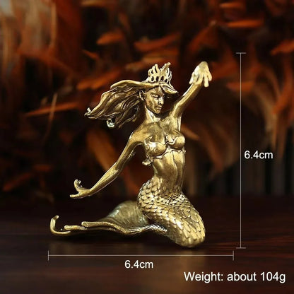 Elegant Brass Mermaid Sculpture